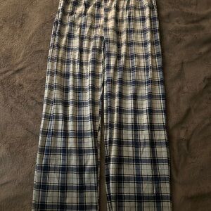 Men's Plaid Pants in Blue and Cream